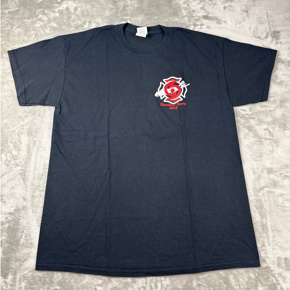 Collectible‎ Gildan Fire Dept Hurricane Sandy 2012 Graphic T-Shirt Black Large